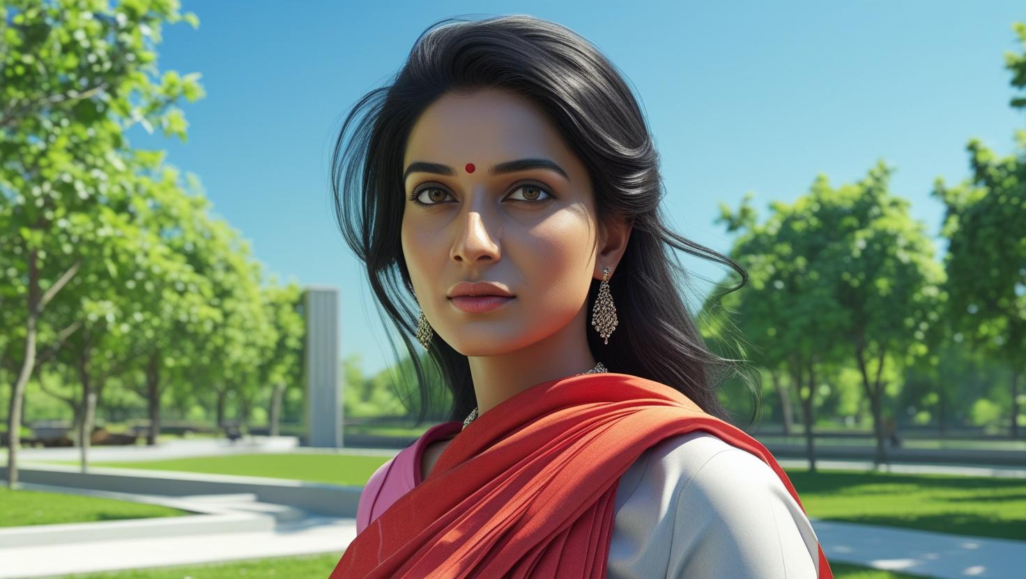 বাংলাদেশি ১ টা মহিলার ছবি বানিয়ে দাও আধুনিক পার্কে বা আকাশের নিচে তোলা